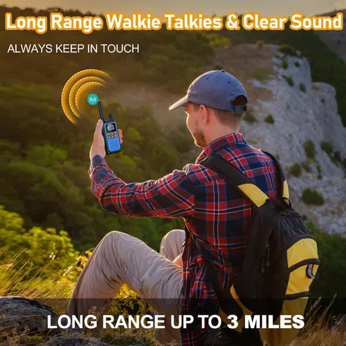 Vista 4 de Walkie Talkies para adultos de largo alcance, paquete de 2 walkie talkies recargables, 22 canales FRS, radios bidireccionales con receptor