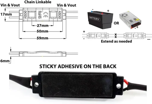 Vista 5 de POD SMD 2 LED 5730 Módulo gran angular impermeable 12V borde tira de gabinete/iluminación automotriz (paquete de 4) (rojo)