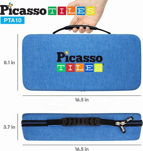 Vista 5 de PicassoTiles - Estuche magnético de transporte, organizador de bolsa de viaje para niños Estuche de transporte