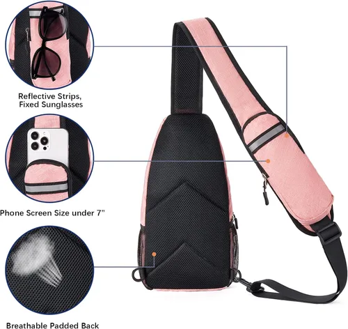Vista 2 de BOSTANTEN Bolsa tipo bandolera, mochila cruzada con RFID, bolsa de hombro para hombres y mujeres, viajes, senderismo, casual