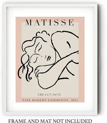 Vista 6 de Sage Light Design Co Matisse - Póster de exposición de la mujer dormida 11 x 14 pulgadas, sin marco, abstracto, rosa, neutro y blanco, minimalista