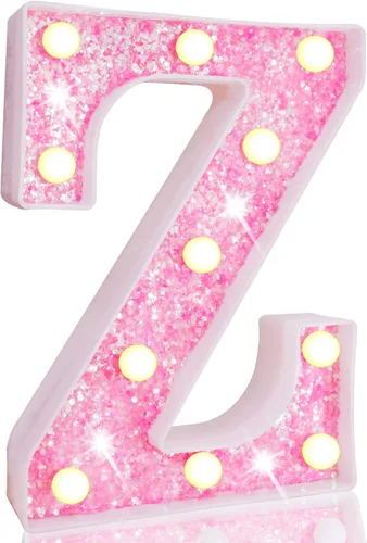 Vista 58 de Pooqla Luces de números de marquesina, números de luz rosa para niñas de 10.º cumpleaños, funciona con pilas, luz nocturna de número con purpurina