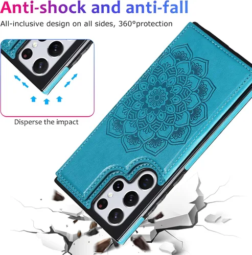 Vista 7 de Asuwish Funda compatible con Samsung Galaxy S22 Ultra 5G y protector de pantalla de vidrio templado, accesorios para celda, ranura para tarjetero