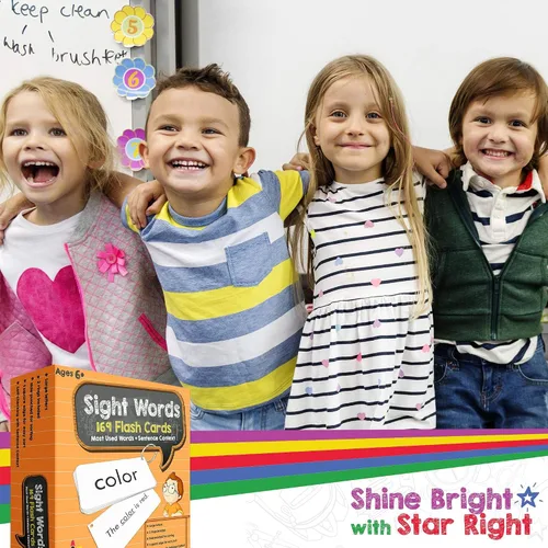 Vista 6 de Tarjetas Star Right Sight Words, 169 palabras de vista y oraciones con 2 anillos