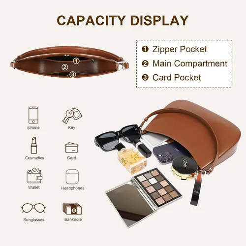Vista 3 de Bolsos de hombro de cuero para mujer, bonitos monederos de moda para el día a día, bolsos pequeños para mujer con cierre magnético
