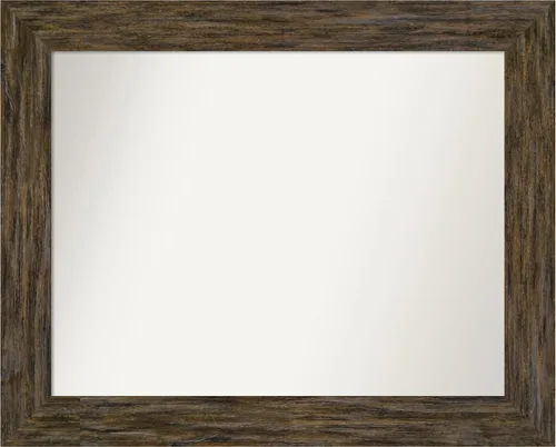 Vista 55 de Amanti Art Espejo personalizado, espejo de baño marrón Fencepost, espejo de pared o espejo de tocador de baño sobre el fregadero (27 x 27 pulgadas)