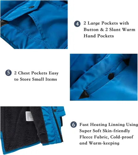 Vista 6 de ZSHOW Chaqueta acolchada con capucha para niños, abrigo de invierno grueso a prueba de viento