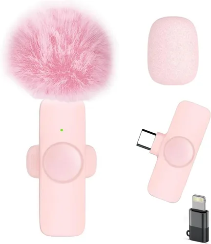 Vista 8 de Caiord 2 Pack de micrófonos inalámbricos profesionales Lavalier para iPhone iPad (iPhone 14 y versiones anteriores), micrófonos de solapa Plug-Play