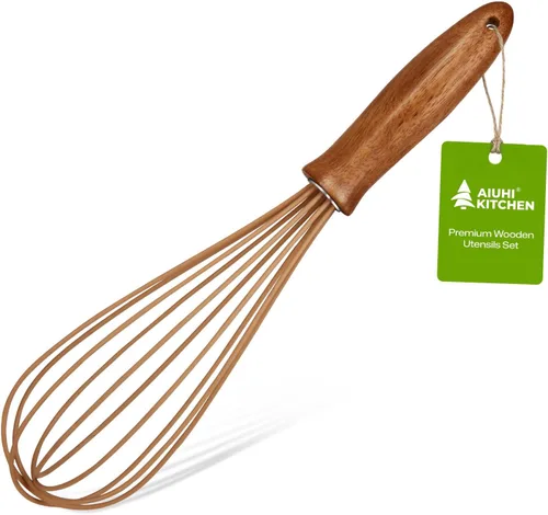 Vista 20 de Espátulas de madera, espátula de cocina plana antiadherente para cocinar, espátula de madera de teca para freír, voltear y girar