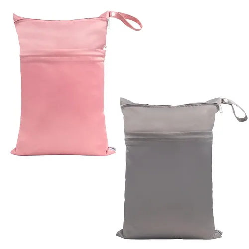 Vista 13 de Bolsa húmeda, paquete de 2 bolsas de pañales de tela seca húmeda para bebé, bolsa multifuncional, impermeable, lavable, reutilizable para viajes