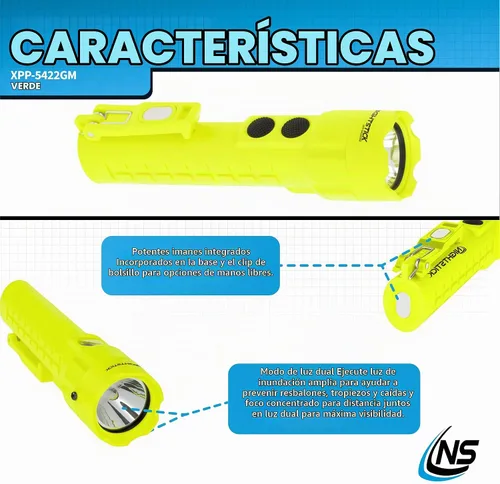 Vista 3 de Nightstick XPP-5422GM - Linterna de doble luz intrínsecamente segura con imanes-3 AA (no incluidos), verde, UL913, multicolor