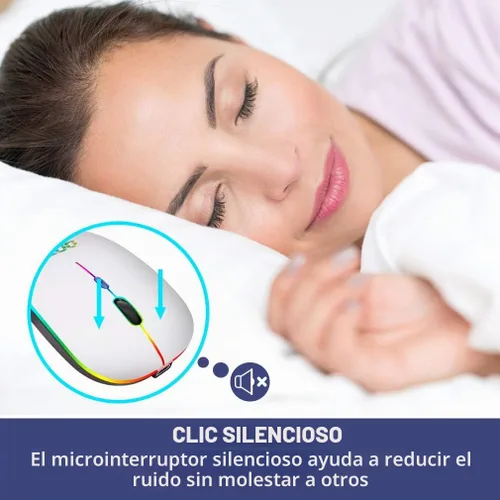 Vista 5 de COO Ratón inalámbrico, ratón Bluetooth recargable delgado con LED Bluetooth+2.4G inalámbrico (plata)