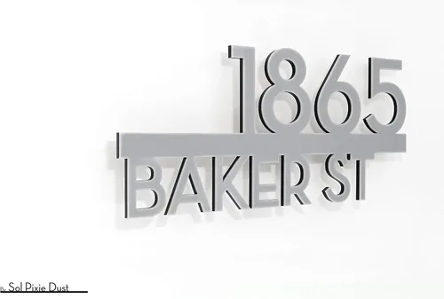 Vista 2 de Modern House Numbers - Street Address - Gray with Black Acrylic - Contemporary Home Address - Underline Sign Plaque - Door Number - Apartment
