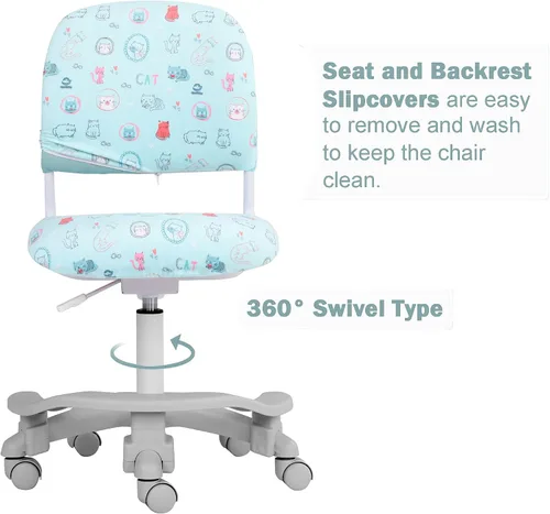 Vista 4 de Silla ergonómica de escritorio para niños, silla de computadora de oficina de estudio, altura ajustable y profundidad del asiento, reposapiés *Gato
