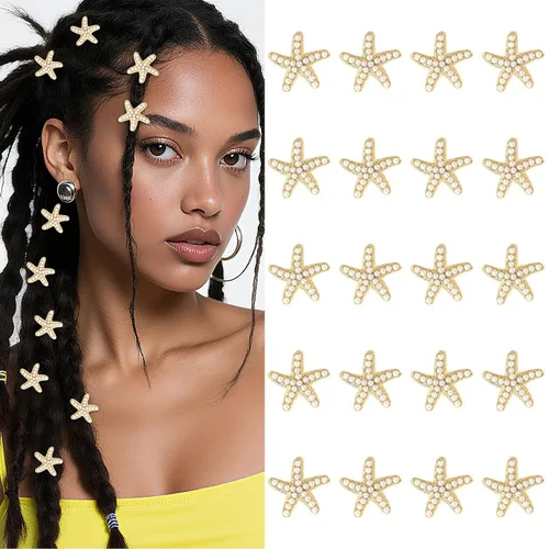Vista 13 de YISSION Lindos horquillas para el cabello, clips y pasadores con diamantes de imitación, 20 piezas de estrellas de mar azules, pequeños accesorios