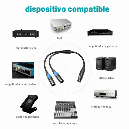 Vista 4 de Smithok Cable divisor XLR, hembra a doble macho Y (divisor XLR 1 hembra a 2 macho), adaptador de audio de cable divisor de micrófono equilibrado