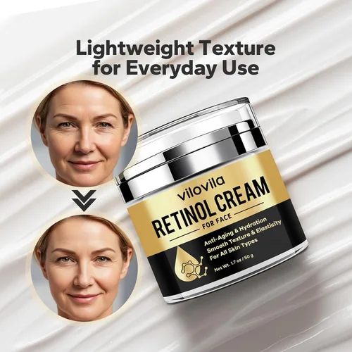 Vista 5 de Crema de retinol para la cara (1.7 onzas), retinoides para el rostro, crema facial antienvejecimiento con retinol y ácido hialurónico, hidratante