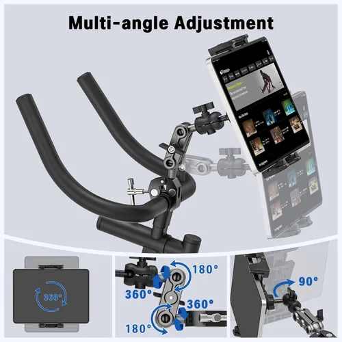 Vista 6 de Soporte para tableta para cinta de correr de bicicleta giratoria, soporte para iPad, soporte de manillar de bicicleta estática para bicicleta