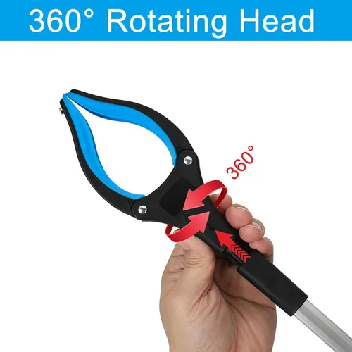 Vista 5 de Herramienta de agarre de 32 pulgadas, herramienta de recogida de alcance plegable con mandíbula giratoria de 360° e imán, recogedor superior