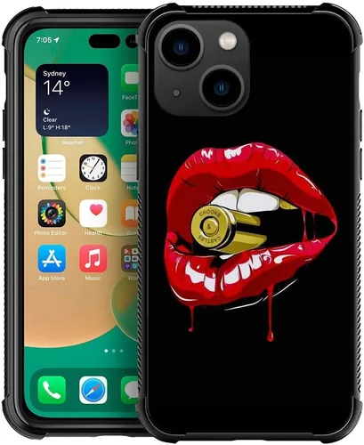 Vista 35 de ZHEGAILIAN Funda compatible con iPhone 14, funda de munición AK 47, parte trasera de vidrio templado+funda protectora de TPU de silicona suave