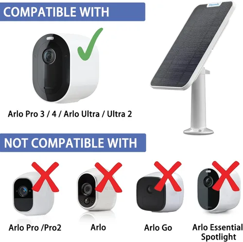 Vista 3 de Cargador de carga de panel solar de 4 W compatible con Arlo Pro 3/Pro 4/Pro 5S 2K/Ultra/Ultra 2/Go 2 solamente, cable de carga impermeable de 13.1