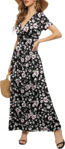 Vista 2 de LILBETTER Vestido de verano de manga corta para mujer, vestido largo con bolsillos
