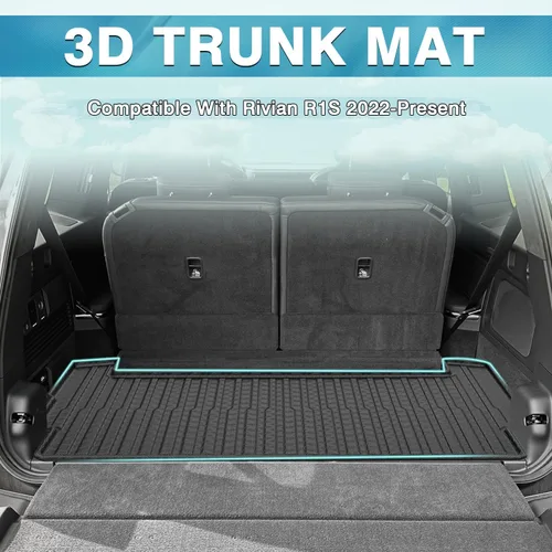 Vista 2 de Mixsuper Forro de carga para Rivian R1S 2022-2024 2025, alfombrilla para maletero para todo tipo de clima, para accesorios R1S, alfombrilla