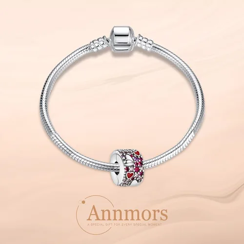 Vista 2 de Annmors Tapones de clip para pulseras de plata de ley 925 con cadena de seguridad para mujeres