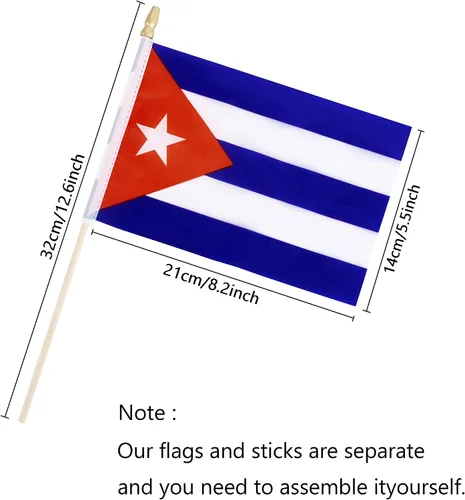 Vista 2 de TSMD Mini banderas de mano cubanas pequeñas, 5 x 8 pulgadas, paquete de 12
