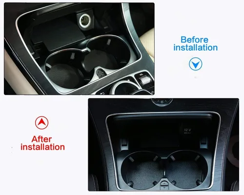 Vista 2 de YIWANG Caja de almacenamiento de consola central cromada ABS para Mercedes Benz GLC Clase C W205 C180 Clase E W213 E200l E300 2015-2017 Accesorios