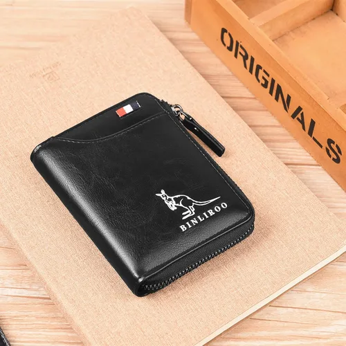 Vista 4 de Yitomith Carteras de cuero para hombres con bloqueo RFID, ranura para tarjetas de identificación separada, Negro -, Classic