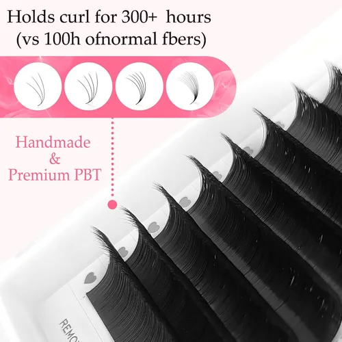 Vista 6 de CoMango Easy Fan - Extensiones de pestañas rizadas C/D de 0.05/0.003 in, pestañas de volumen que florecen automáticamente, color negro mate 2D-20D