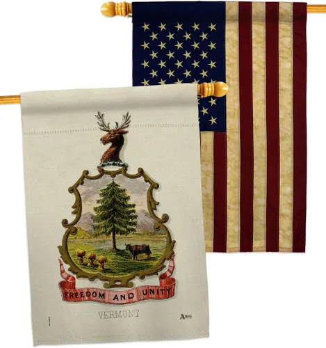 Vista 6 de Coat of arms Vermont House Flags 2 pcs Pack Americana States USA American Territories Republic Country Particular Area Small Decorative Gift Yard