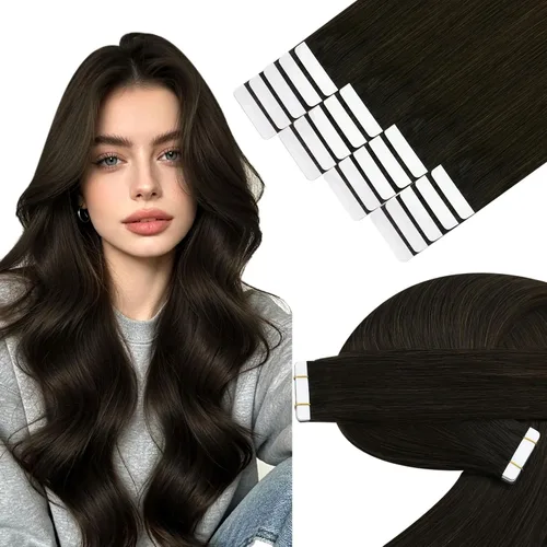 Vista 10 de YoungSee Extensiones de Cabello Humano con Cinta Balayage Extensiones de Cabello con Cinta Marrón Oscuro Extensiones de Cabello con Cinta Ombre