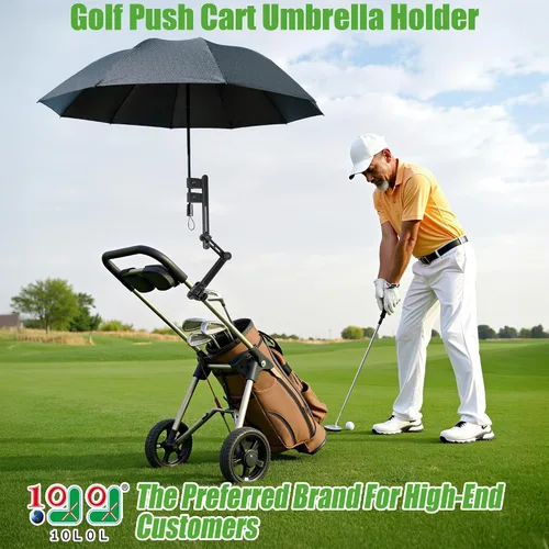 Vista 2 de 10L0L Soporte para paraguas de carrito de golf resistente, base de aluminio ajustable de 180° para carros de golf, cochecitos, sillas de ruedas
