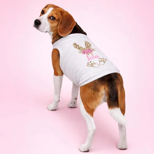 Vista 6 de Camisa personalizada para perro de Pascua con guepardo, camisa para perro de conejo de Pascua, camisa de orejas de conejo de Pascua para perros