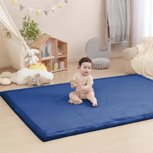 Vista 13 de Huloo Sleep - Tapete de juego para la habitación de bebés y niños pequeños, anticaídas, de espuma elástica de 1.3" de grosor, 28" x 72", terciopelo