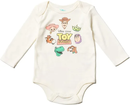Vista 2 de Disney Pixar Toy Story Woody Jessie Buzz Lightyear Baby - Paquete de 4 mamelucos de peluche para recién nacidos a bebés
