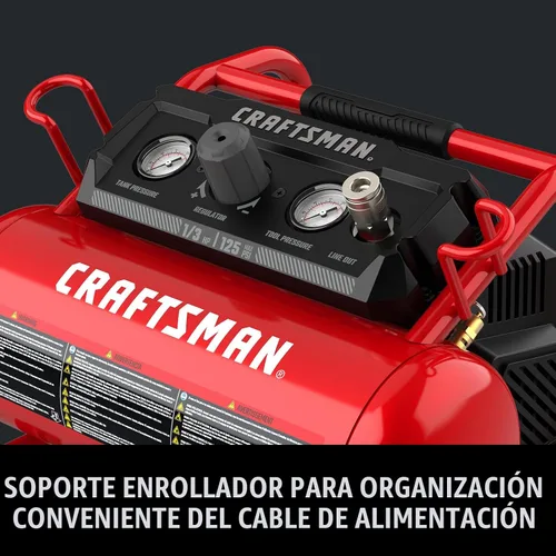 Vista 5 de CRAFTSMAN Compresor de aire, compresor de aire portátil de 2 galones, 1/3 HP máximo 125 PSI sin aceite, peso ligero con kit de accesorios de 10