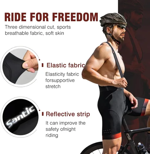 Vista 2 de Santic Pantalones cortos de ciclismo para hombre con relleno 4D para bicicleta de carretera