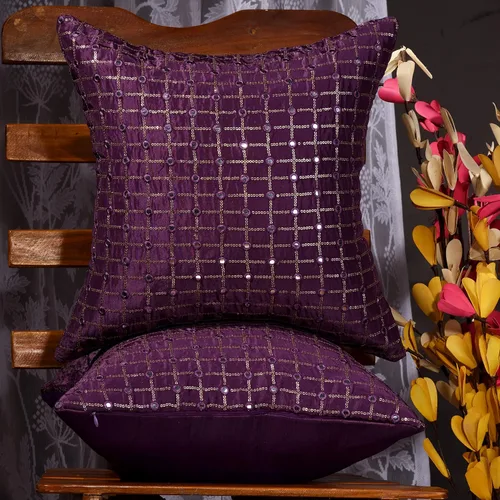 Vista 21 de Juego de 2 almohadas decorativas negras de 12 x 12 pulgadas, fundas de almohada pequeñas de seda para sofá, funda de cojín bordada con lentejuelas