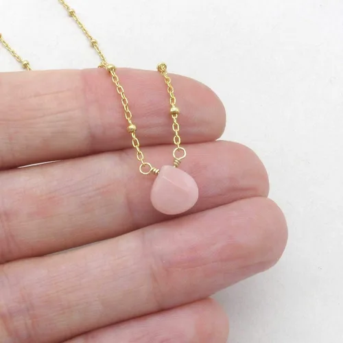 Vista 36 de Collar con colgante de piedra natal con piedra preciosa genuina, relleno de oro de 14 quilates, 18 pulgadas