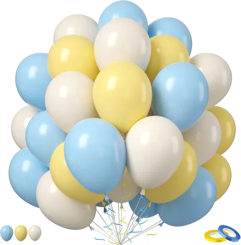 Vista 13 de Globos de látex rosa intenso, azul, morado, 50 globos de látex de 12 pulgadas con confeti metálicos para niños, temática mágica, cumpleaños, baby