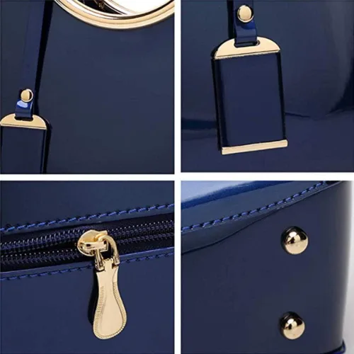 Vista 7 de Rullar Bolso elegante de las mujeres y bolso de la manija superior del bolso de la manija de la bolsa de cuero de patente de la totalizador