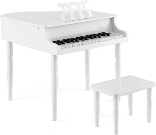 Vista 14 de Costzon Piano Clásico para Niños, Piano de Juguete de Madera con 30 Teclas, con Soporte para Partituras y Banco, Mini Juguete Musical para Niños