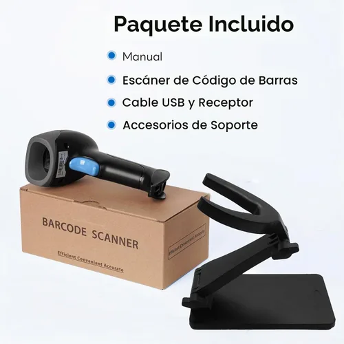Vista 6 de Escáner QR del código 2D con el soporte, escáner inalámbrico del código de barras para la tienda de la biblioteca