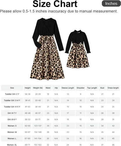 Vista 9 de PATPAT Mommy and Me - Trajes a juego de manga larga, vestido casual negro, traje de otoño, ropa a juego para niñas y mujeres