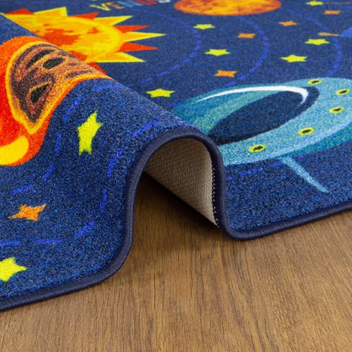 Vista 9 de KC Cubs 8x10 Alfombra de Coches de Juguete del Sistema Solar del Espacio Exterior – Alfombra de Juego Educativa para Niños, Pequeños, Guardería