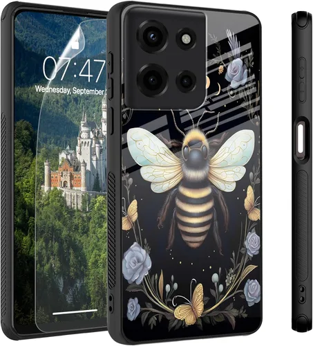 Vista 65 de Funda para Motorola Moto Edge 2022, cubierta trasera de vidrio templado con protector de pantalla, funda protectora a prueba de golpes para Motorola