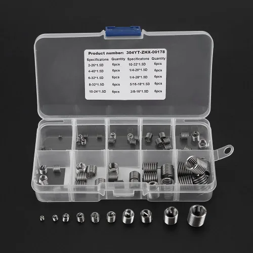 Vista 5 de Kit de reparación de rosca, kit de reparación de rosca, kit de reparación de rosca de acero inoxidable 304, kit surtido de insertos de reparación